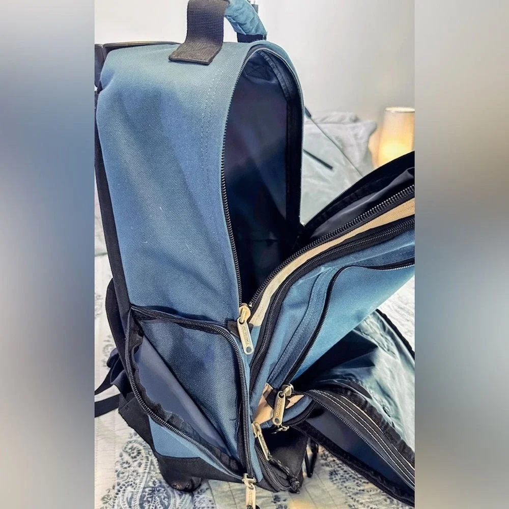 Sports Plus‎ Olympia Rolling Backpack Wheeled Bookbag Blue Gray